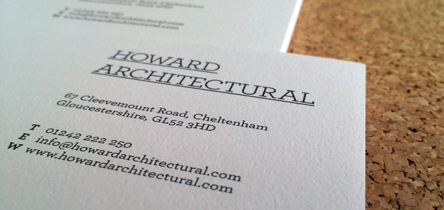 Howard Architectural's corporate stationary - letterheads and compliment slips.